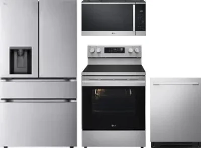 4 Piece Package Includes Refrigerator, Range, Microwave And Dishwasher