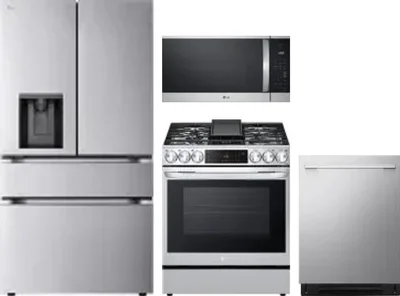 4 Piece Package Includes Refrigerator, Range, Microwave And Dishwasher