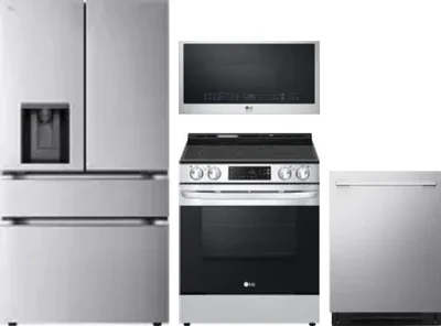 4 Piece Package Includes Refrigerator, Range, Microwave And Dishwasher