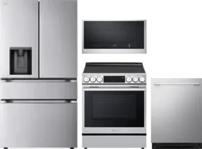 4 Piece Package Includes Refrigerator, Range, Microwave And Dishwasher