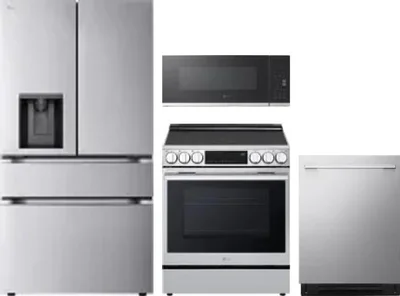 4 Piece Package Includes Refrigerator, Range, Microwave And Dishwasher