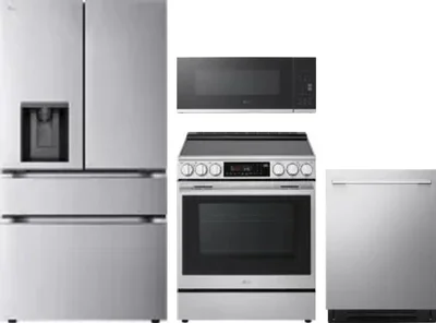 4 Piece Package Includes Refrigerator, Range, Microwave And Dishwasher