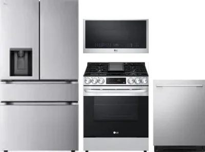 4 Piece Package Includes Refrigerator, Range, Microwave And Dishwasher