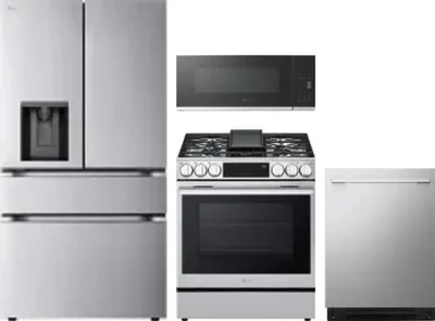 4 Piece Package Includes Refrigerator, Range, Microwave And Dishwasher