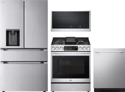 4 Piece Package Includes Refrigerator, Range, Microwave And Dishwasher