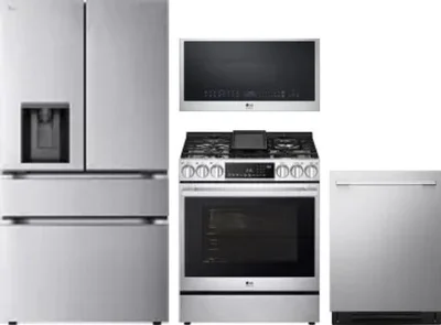 4 Piece Package Includes Refrigerator, Range, Microwave And Dishwasher