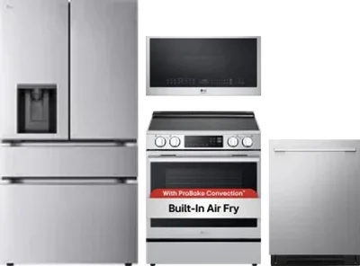 4 Piece Package Includes Refrigerator, Range, Microwave And Dishwasher