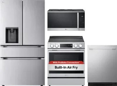 4 Piece Package Includes Refrigerator, Range, Microwave And Dishwasher