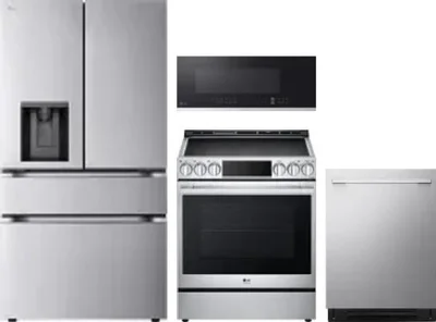 4 Piece Package Includes Refrigerator, Range, Microwave And Dishwasher