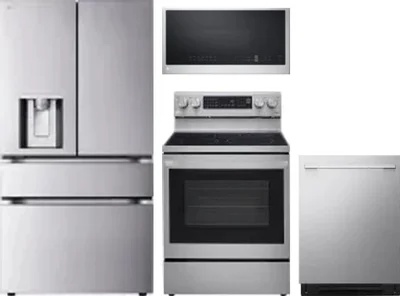 4 Piece Package Includes Refrigerator, Range, Microwave And Dishwasher