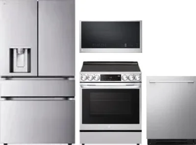 4 Piece Package Includes Refrigerator, Range, Microwave And Dishwasher