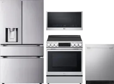 4 Piece Package Includes Refrigerator, Range, Microwave And Dishwasher