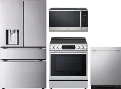 4 Piece Package Includes Refrigerator, Range, Microwave And Dishwasher