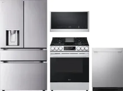 4 Piece Package Includes Refrigerator, Range, Microwave And Dishwasher
