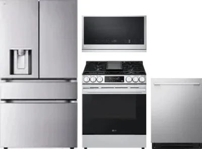 4 Piece Package Includes Refrigerator, Range, Microwave And Dishwasher