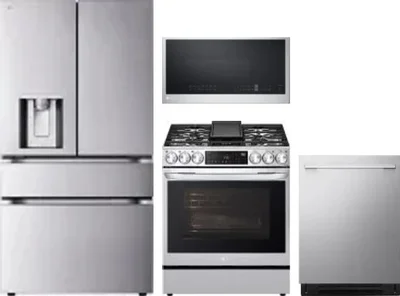 4 Piece Package Includes Refrigerator, Range, Microwave And Dishwasher