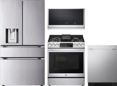 4 Piece Package Includes Refrigerator, Range, Microwave And Dishwasher