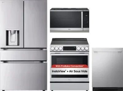 4 Piece Package Includes Refrigerator, Range, Microwave And Dishwasher