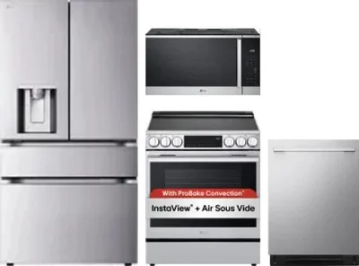 4 Piece Package Includes Refrigerator, Range, Microwave And Dishwasher