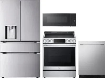 4 Piece Package Includes Refrigerator, Range, Microwave And Dishwasher