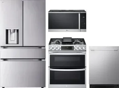 4 Piece Package Includes Refrigerator, Range, Microwave And Dishwasher