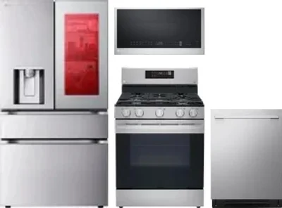 4 Piece Package Includes Refrigerator, Range, Microwave And Dishwasher