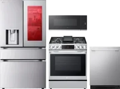 4 Piece Package Includes Refrigerator, Range, Microwave And Dishwasher