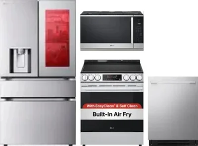4 Piece Package Includes Refrigerator, Range, Microwave And Dishwasher