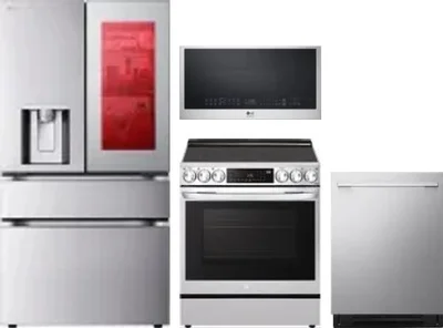4 Piece Package Includes Refrigerator, Range, Microwave And Dishwasher
