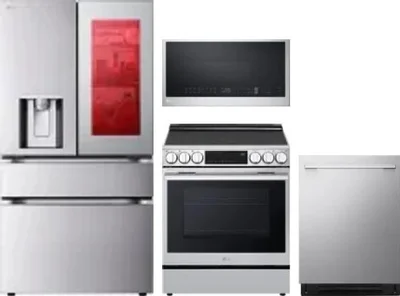 4 Piece Package Includes Refrigerator, Range, Microwave And Dishwasher