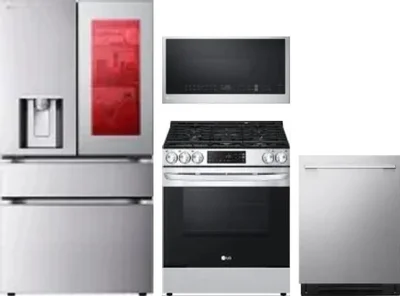 4 Piece Package Includes Refrigerator, Range, Microwave And Dishwasher