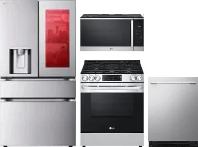4 Piece Package Includes Refrigerator, Range, Microwave And Dishwasher
