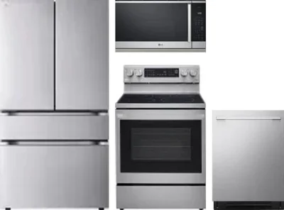 4 Piece Package Includes Refrigerator, Range, Microwave And Dishwasher