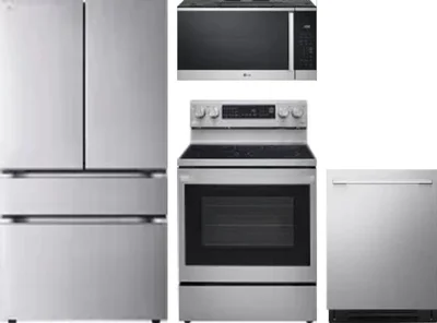 4 Piece Package Includes Refrigerator, Range, Microwave And Dishwasher