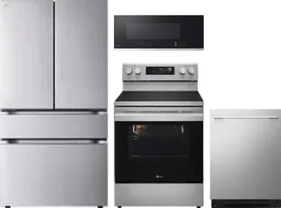 4 Piece Package Includes Refrigerator, Range, Microwave And Dishwasher