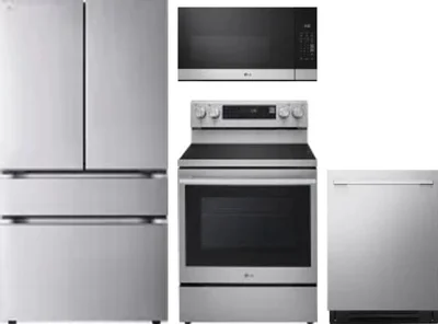 4 Piece Package Includes Refrigerator, Range, Microwave And Dishwasher