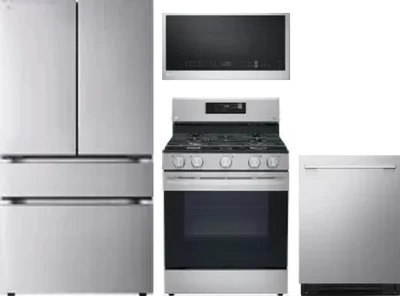 4 Piece Package Includes Refrigerator, Range, Microwave And Dishwasher