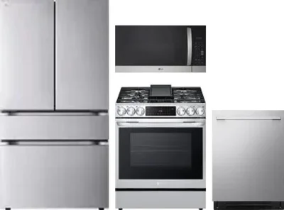 4 Piece Package Includes Refrigerator, Range, Microwave And Dishwasher