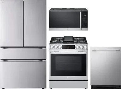 4 Piece Package Includes Refrigerator, Range, Microwave And Dishwasher