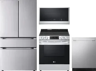 4 Piece Package Includes Refrigerator, Range, Microwave And Dishwasher
