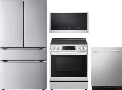4 Piece Package Includes Refrigerator, Range, Microwave And Dishwasher