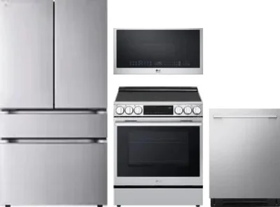 4 Piece Package Includes Refrigerator, Range, Microwave And Dishwasher