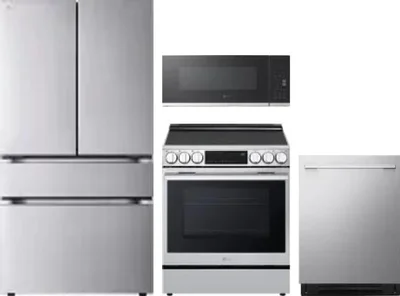 4 Piece Package Includes Refrigerator, Range, Microwave And Dishwasher