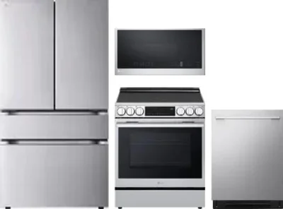 4 Piece Package Includes Refrigerator, Range, Microwave And Dishwasher