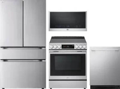 4 Piece Package Includes Refrigerator, Range, Microwave And Dishwasher
