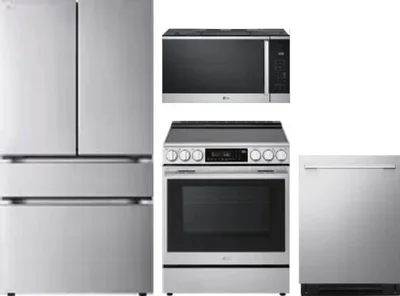 4 Piece Package Includes Refrigerator, Range, Microwave And Dishwasher