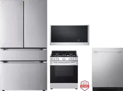 4 Piece Package Includes Refrigerator, Range, Microwave And Dishwasher