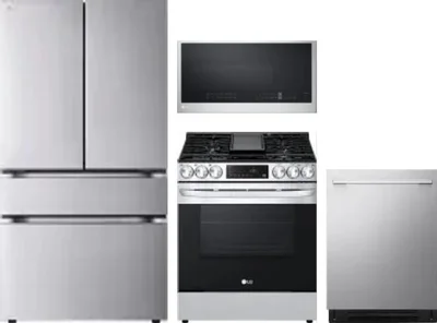 4 Piece Package Includes Refrigerator, Range, Microwave And Dishwasher