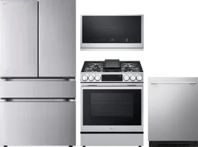4 Piece Package Includes Refrigerator, Range, Microwave And Dishwasher