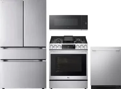 4 Piece Package Includes Refrigerator, Range, Microwave And Dishwasher